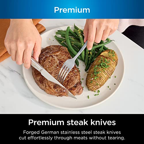 14-Piece German Stainless Steel Knife System with Built-in Sharpener, Stainless Steel/Black W720