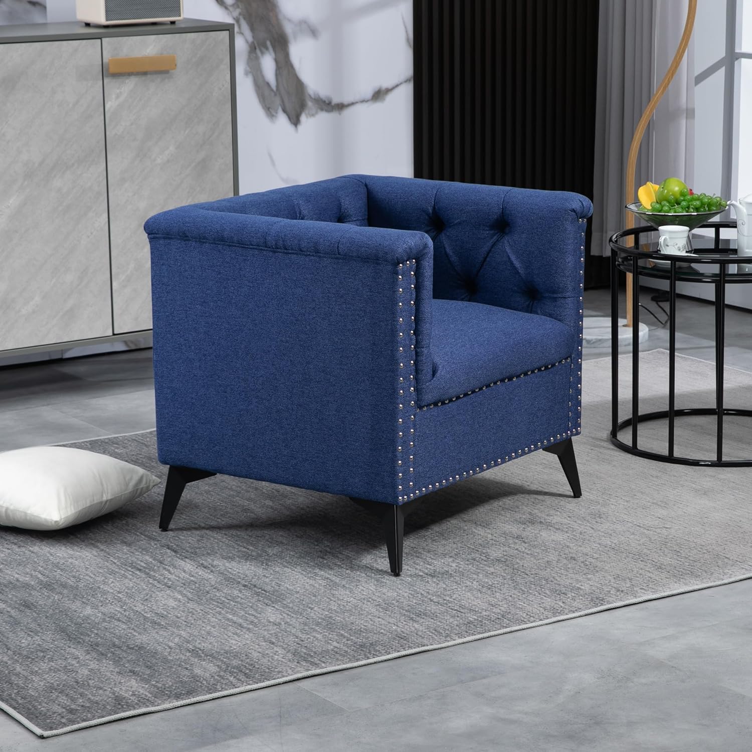 Blue Linen Fabric Arm Chair K295395