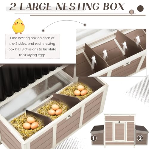 56" Large Wooden Chicken Coop with 6 Nesting Boxes F670