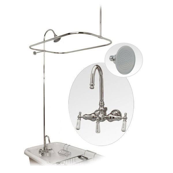 48 inch Clawfoot Tub Shower Enclosure with Watering Can Shower Head Chrome Q795