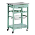 Green Kitchen Cart with Granite Top E65619