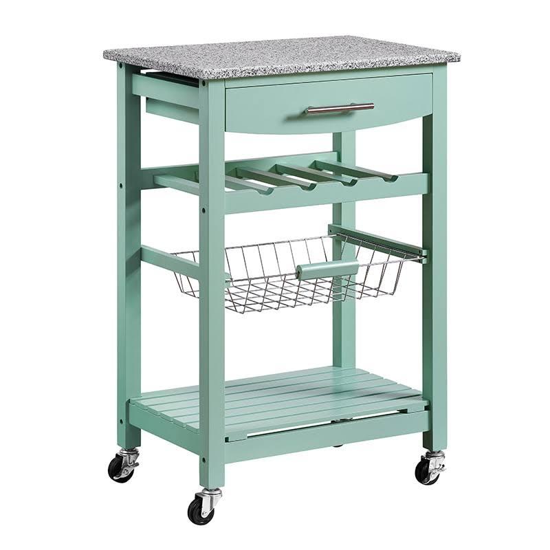 Green Kitchen Cart with Granite Top E65619