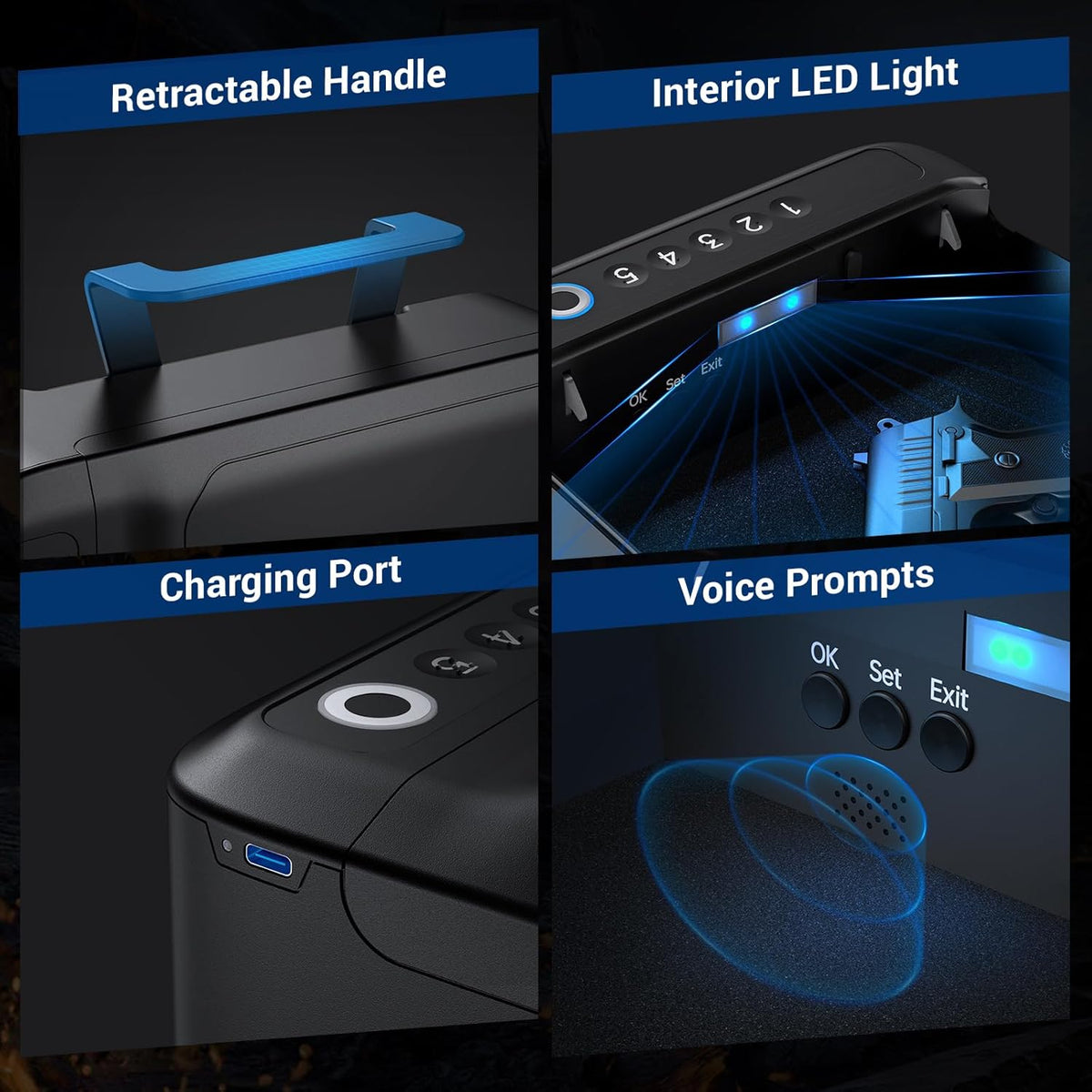 Portable Biometric Fingerprint Gun Safe P798