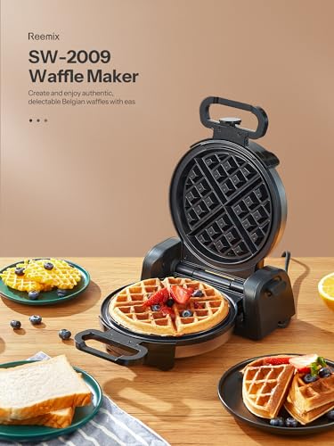 Double Belgian Waffle Maker 180°Flip Nonstick Stainless Steel M3891