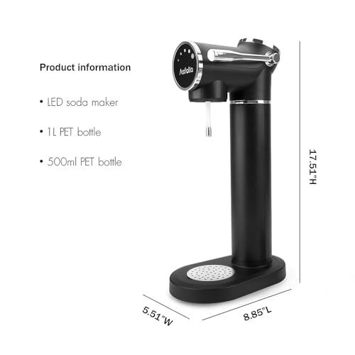 Black Stainless Sparkling Water Maker with 3 Carbonation Bottles J547121
