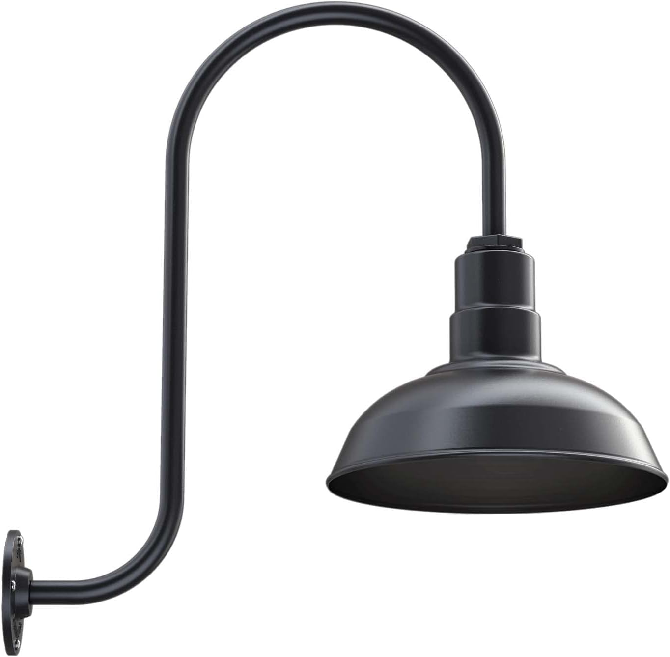 Black Outdoor Wall Mounted Barn Light with 12 inch Dome and 11 inch Straight Arm T461