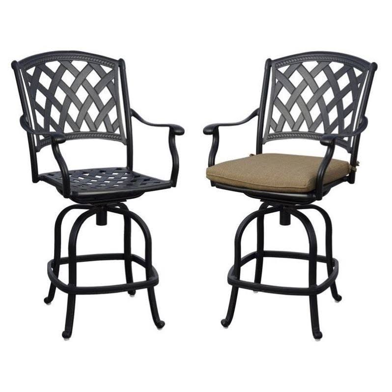 Antique Bronze/Sesame Cast Aluminum Counter Height Swivel Bar Stool - Set of 2 L65286