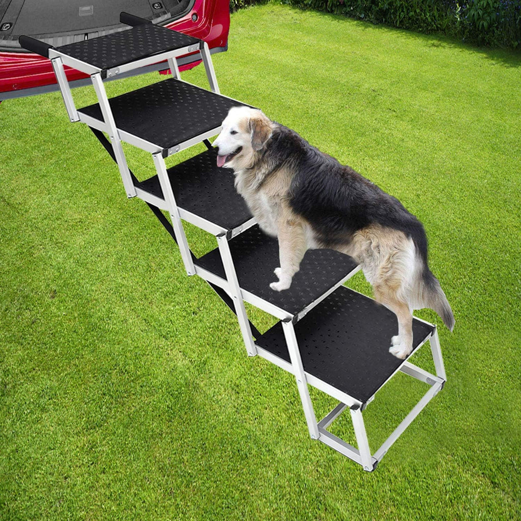 Foldable Aluminum 5 Step Dog Ladder with Non-slip Surface T6840