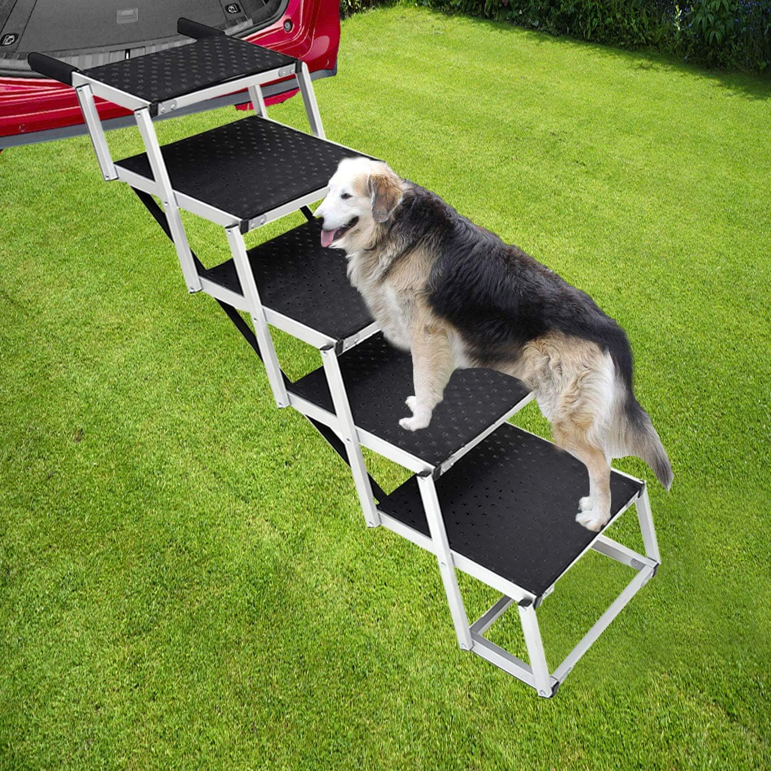 Foldable Aluminum 5 Step Dog Ladder with Non-slip Surface T6840