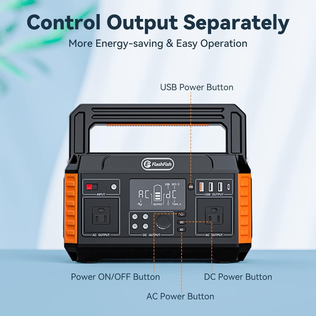 560W Portable Power Station, 520Wh/140400mAh, 2x110V/560W AC Outlets, 5xDC Output, 4xUSB Outputs, Lithium Battery Pack O24001
