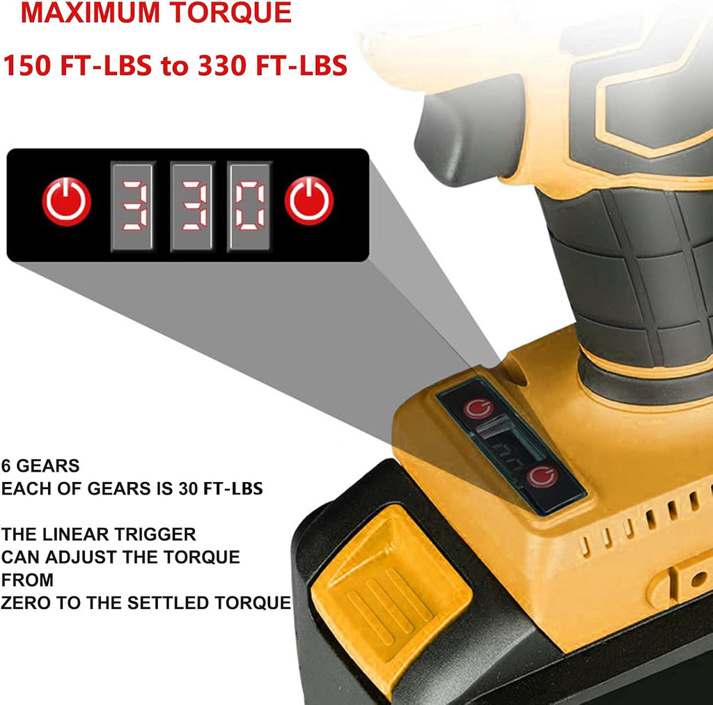 Cordless Impact Wrench Set with 2 × 4.0 Ah Battery, 1/2 Inch Chuck, Brushless Motor T714