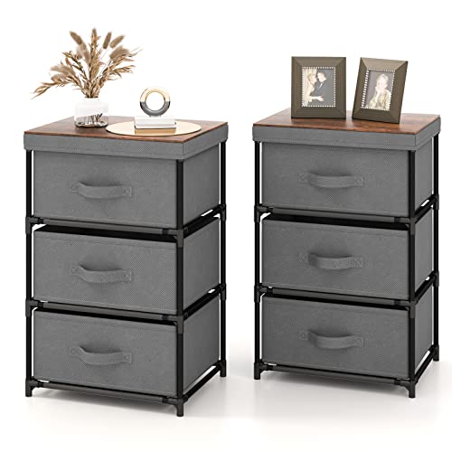 Black Fabric Dresser Set of 2 with 2 Drawers P542