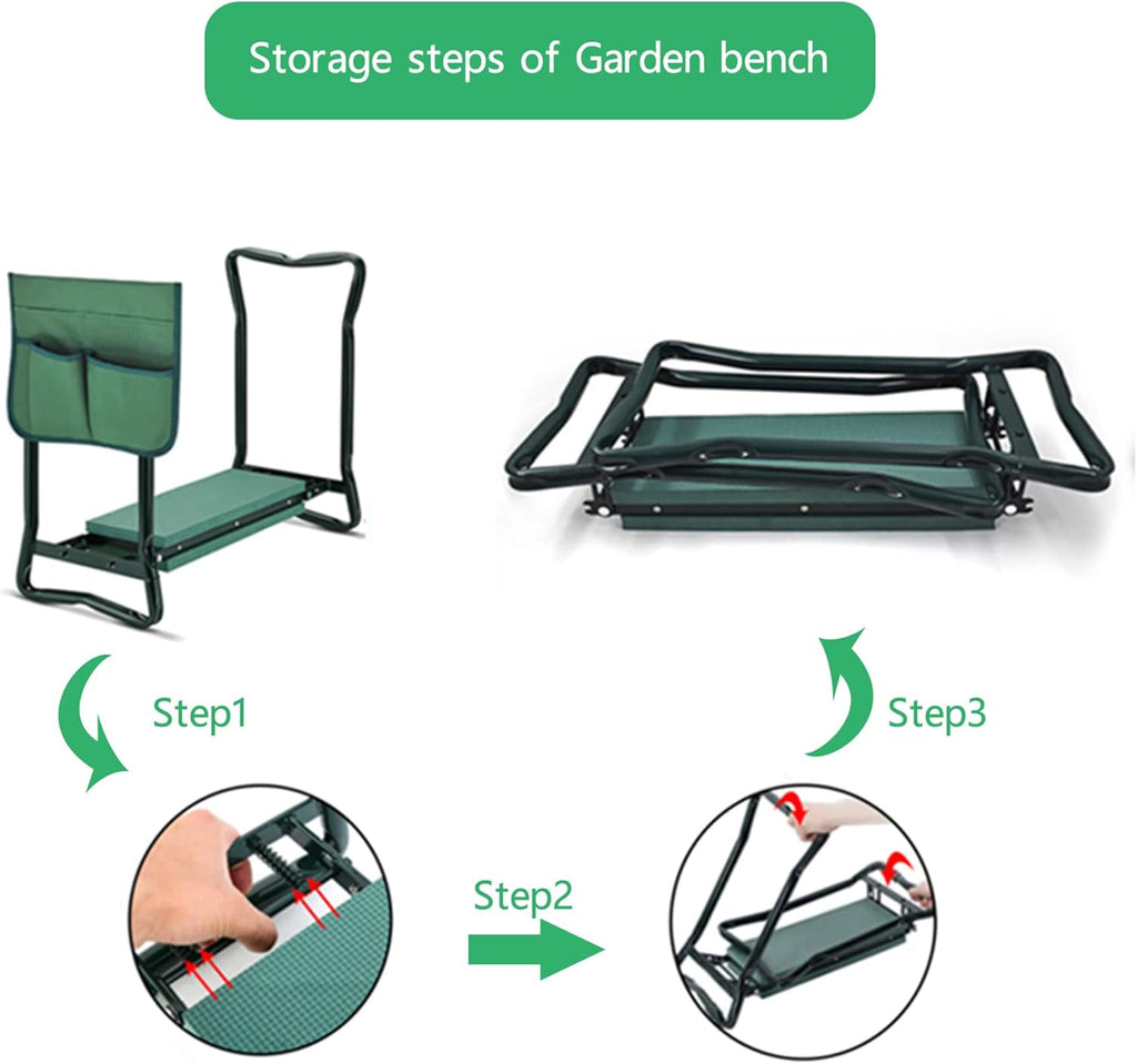 Portable Garden Kneeler Seat with Tool Bag Pouch J82613