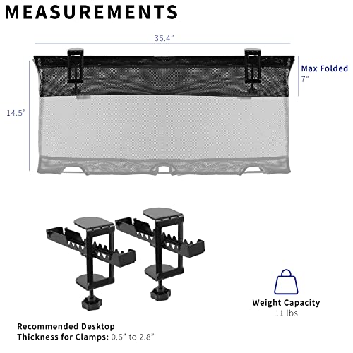 Black Mesh 44 Inch Clamp-on Under Desk Cable Net R866