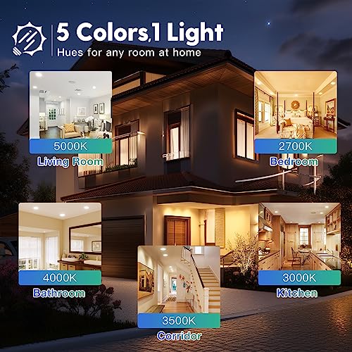 6 Pack 6 Inch Ultra-Thin LED Recessed Ceiling Light with Junction Box, Selectable 2700K/3000K/3500K/4000K/5000K, Dimmable A987650