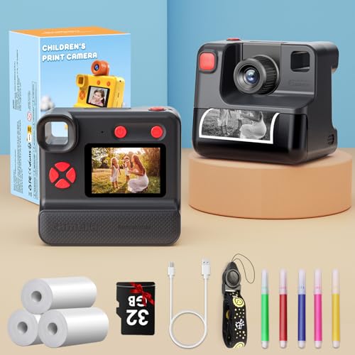 Blue FHD Selfie Digital Video Camera with 3 Rolls Print Paper & 32G Card C94480