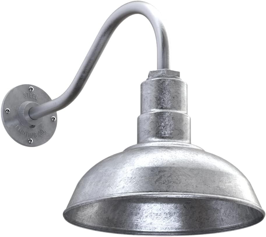 Black Outdoor Wall Mounted Barn Light with 12 inch Dome and 11 inch Straight Arm T461