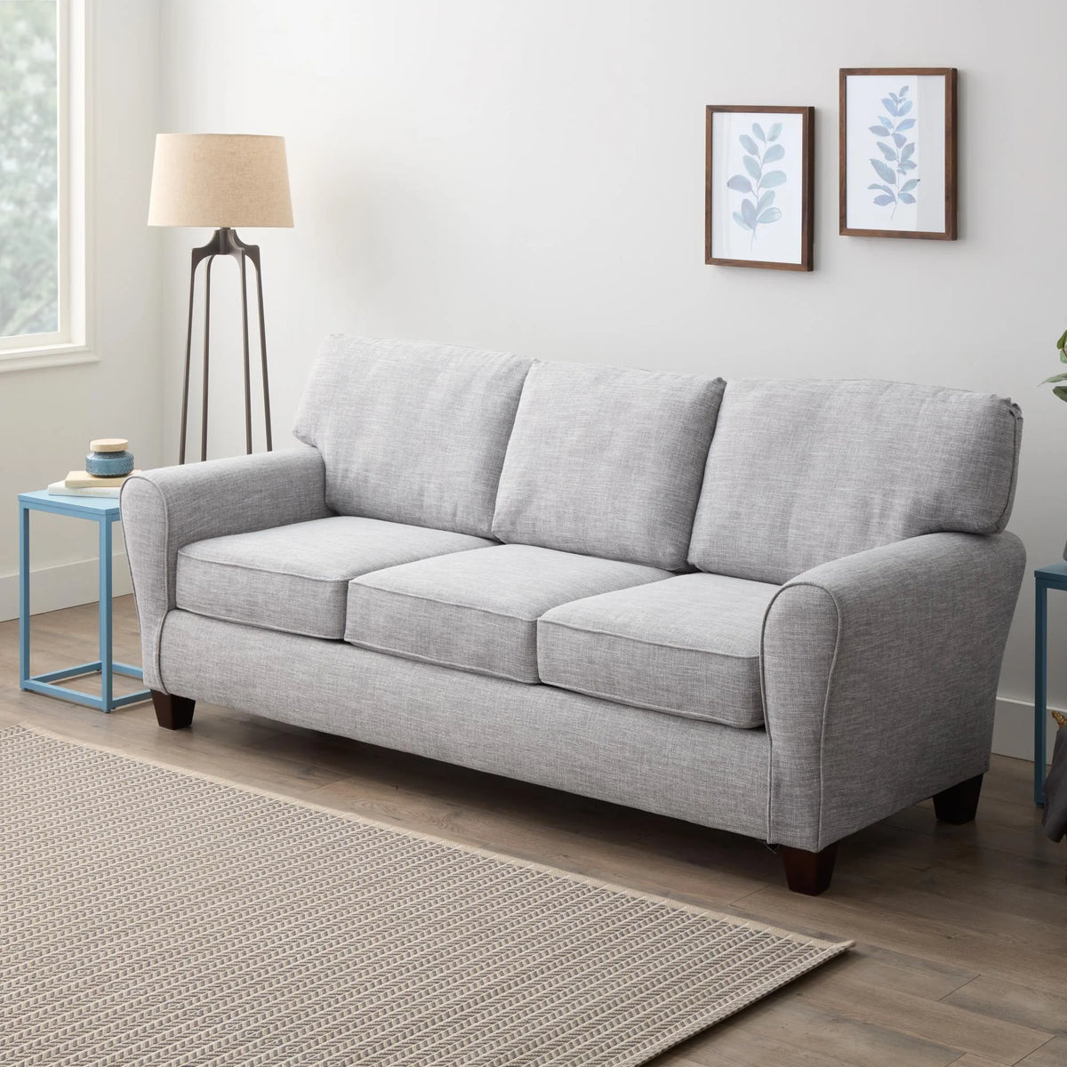 Light Gray Rolled Arm Fabric Sofa X28025