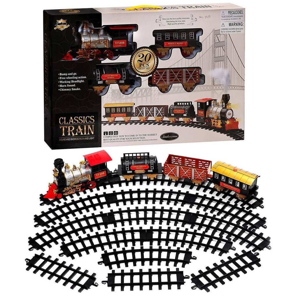 Battery Powered Christmas Train Set with Light Sound Smoke G88146