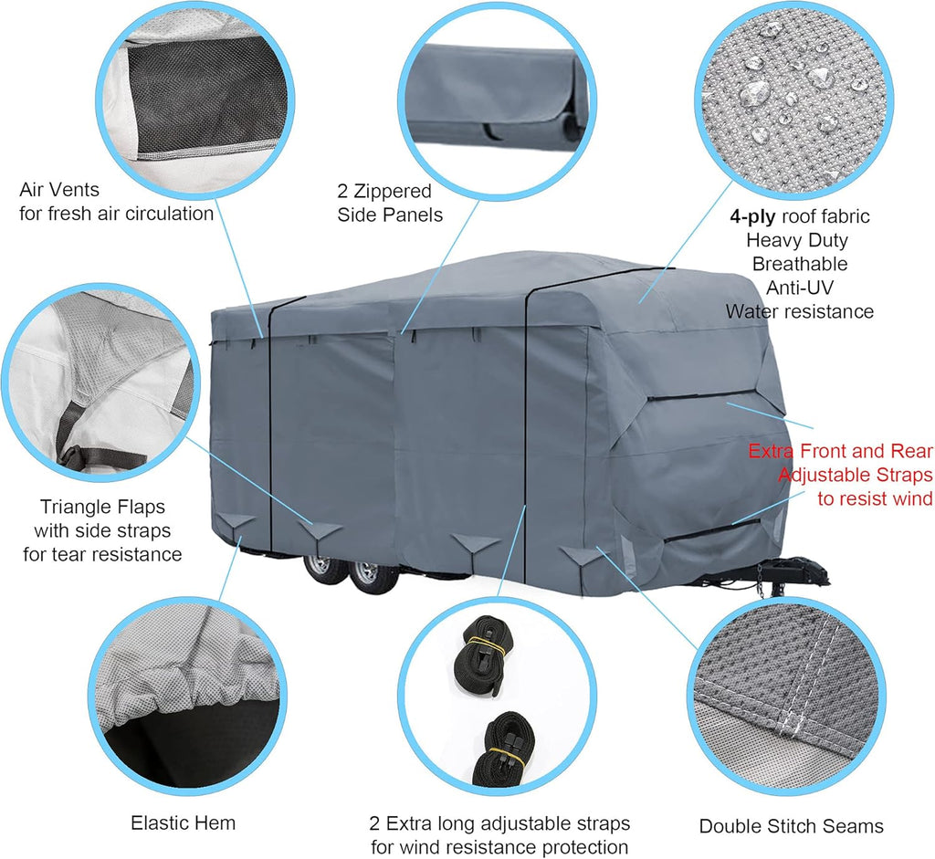 Travel Trailer Camper Cover 4 Layers fits 28' - 32' Water-Resistance Heavy Duty A8473