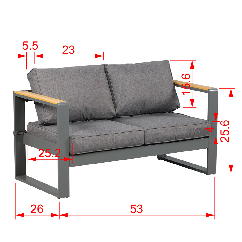 Aluminum Patio Loveseat Sofa Couch with Thick Cushions Y18883