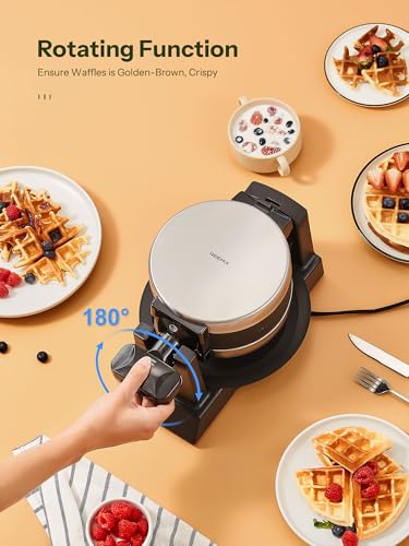 Double Belgian Waffle Maker 180°Flip Nonstick Stainless Steel M3891