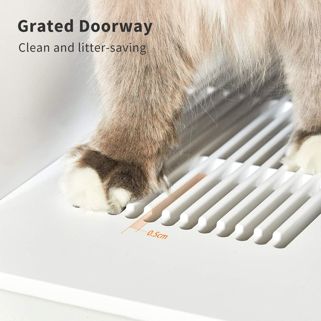 White Semi-Enclosed Cat Litter Box with Litter Scoop I96552
