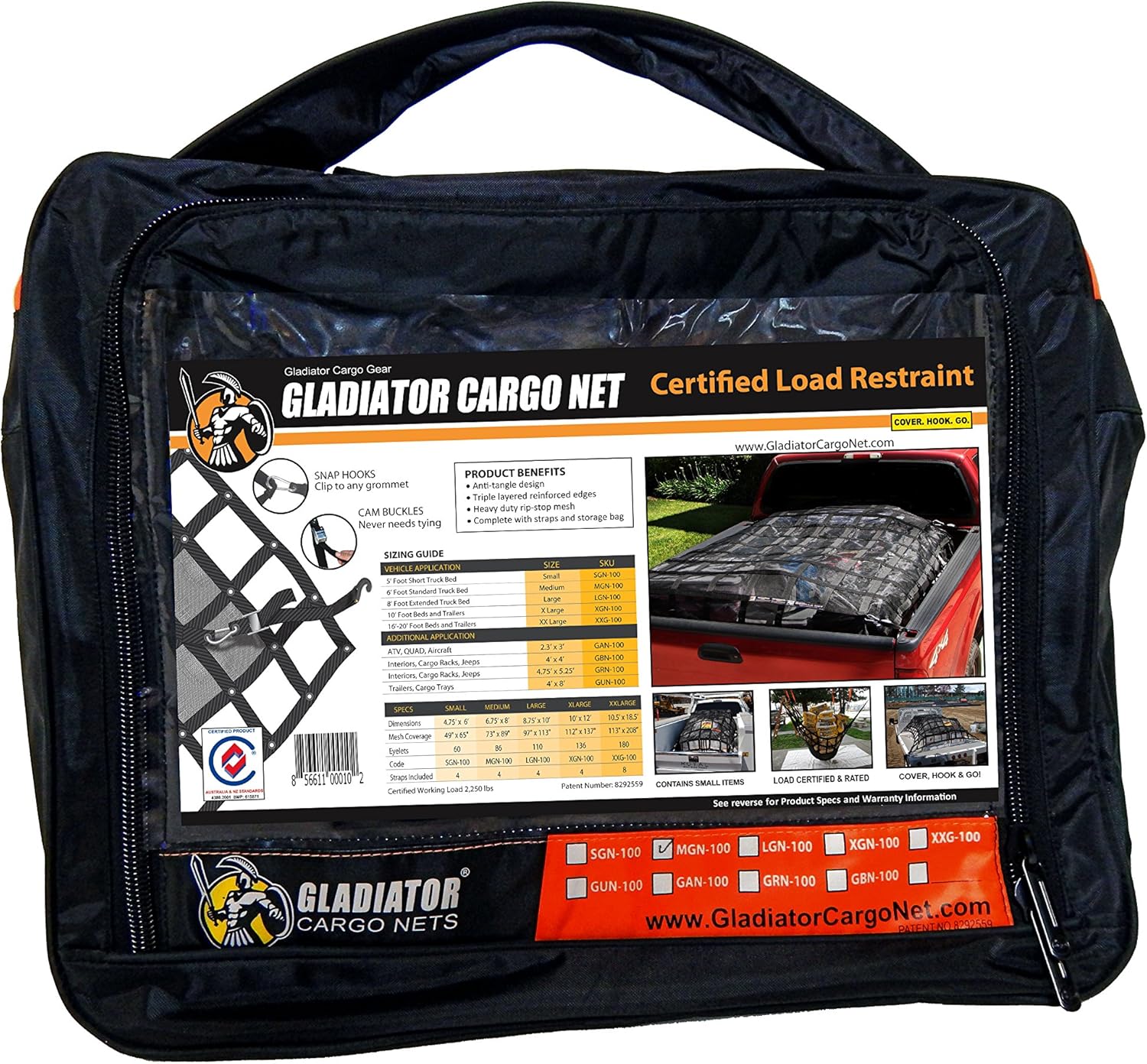 Heavy Duty Trailer Cargo Net 7.3' x 9.3' G4543