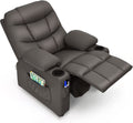Brown PU Leather Kids Recliner Chair with Cup Holder D988482