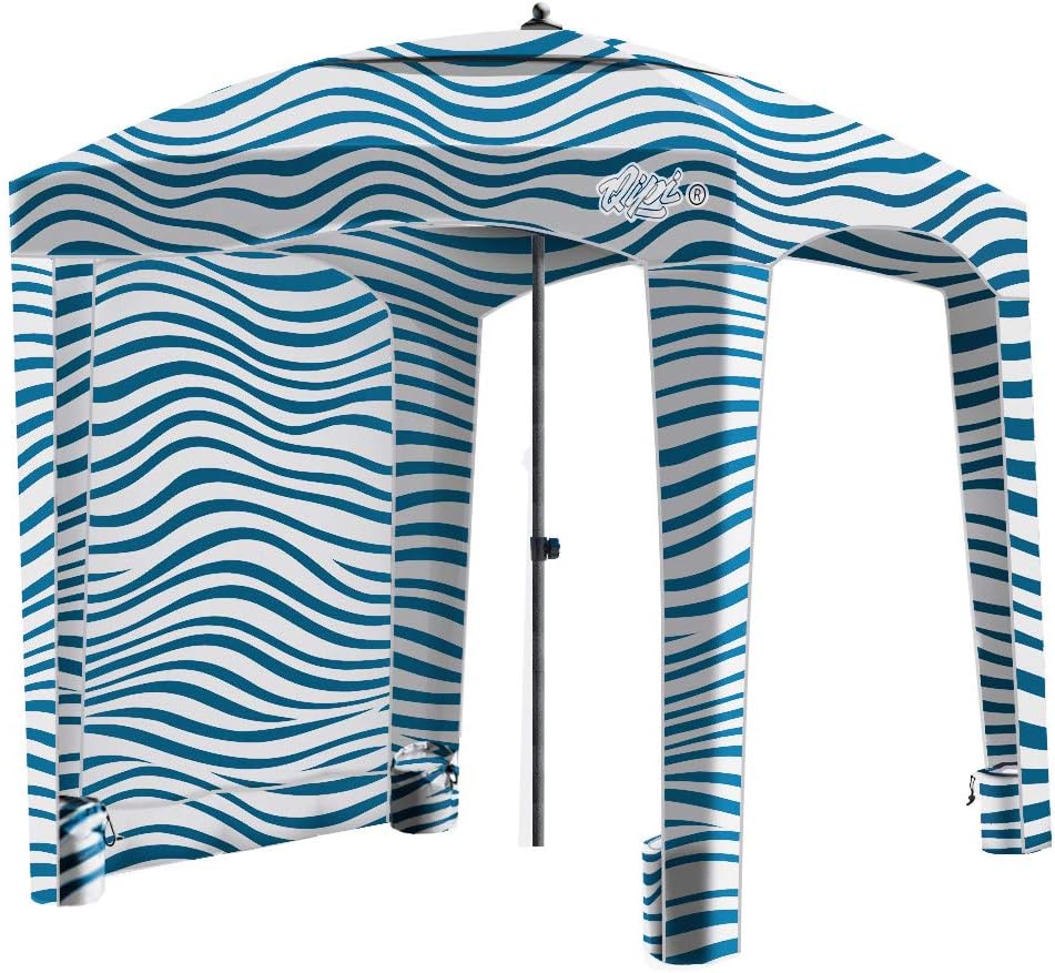 Beach Cabana Canopy, Waterproof, Portable 6' x 6' Beach Shelter with Side Wall Q284866