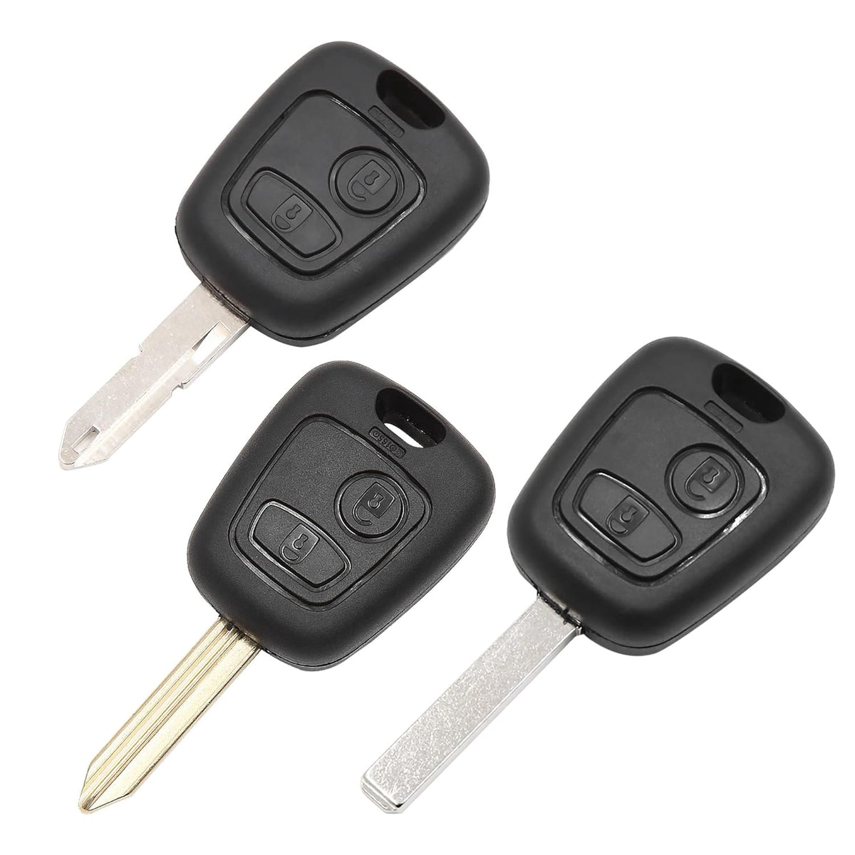 65pcs 2 Buttons Uncut Insert Key Fob Case Remote Control Shell for Citroen for Peugeot 106 206 306 107 207 307 Pack of 2 M945671
