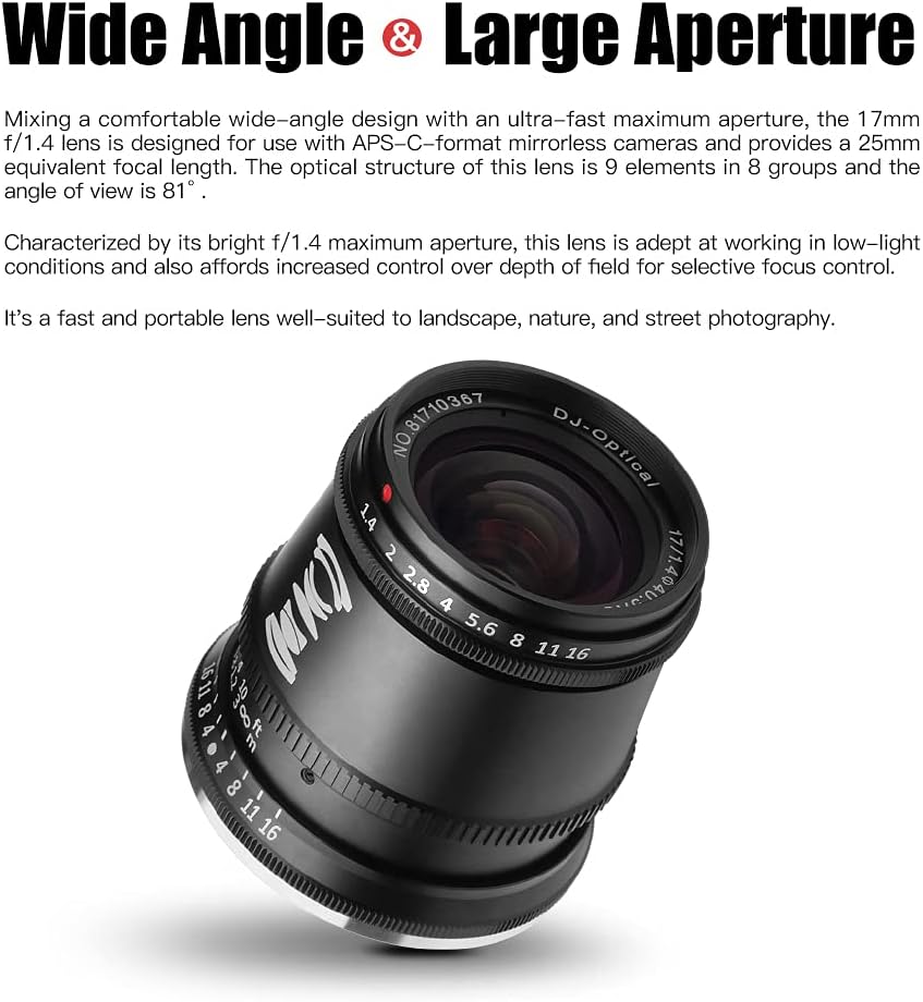 17mm F1.4 APS-C Manual Focus Lens for Fuji X Mount Camera C297587