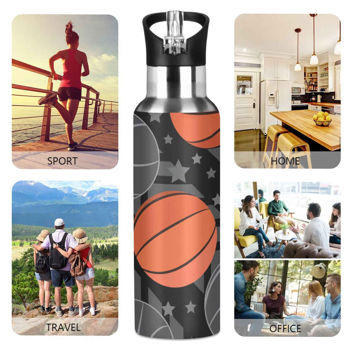 Stainless Steel Insulated Water Bottle with Straw Lid W838
