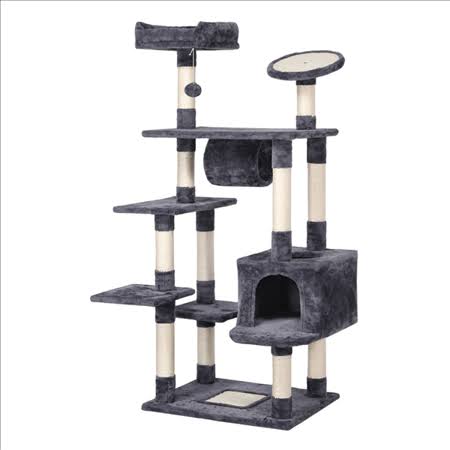 Dark Gray Cat Tree Condo Scratching Post Tower Q6398