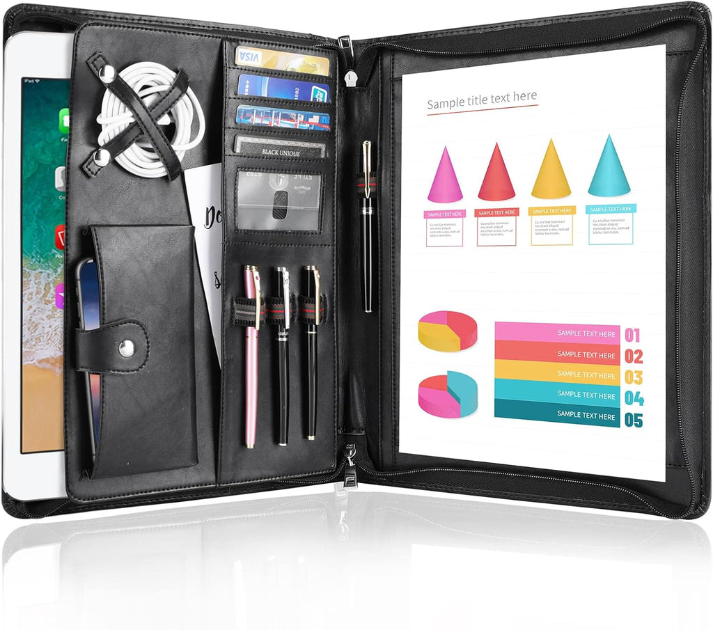 Faux Leather Portfolio Folder with YKK Zipper R308