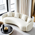 Teddy Fabric Curved Half Moon Sectional 4-Seat Sofa Couch with 4 Throw Pillows X786