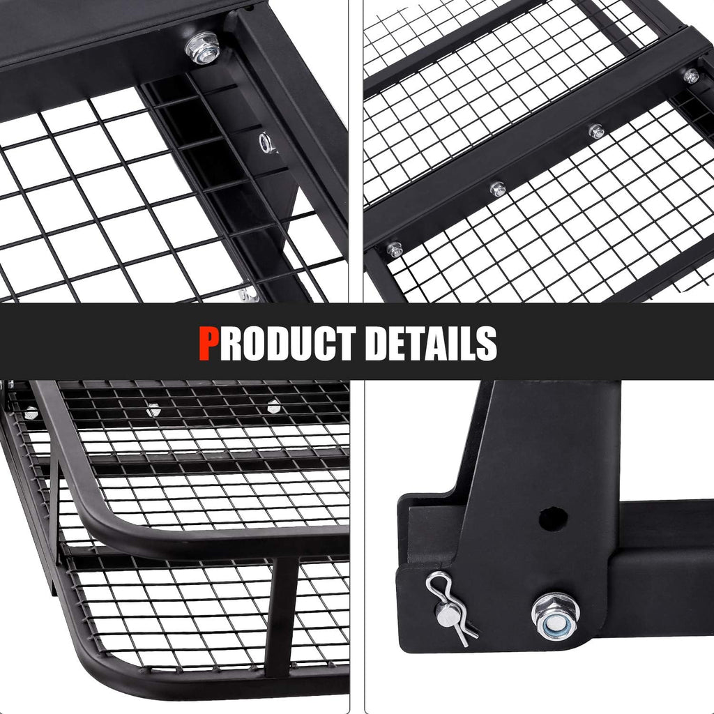 Hitch Mount Folding Cargo Carrier with Cargo Net, 500 LB Max Capacity B204