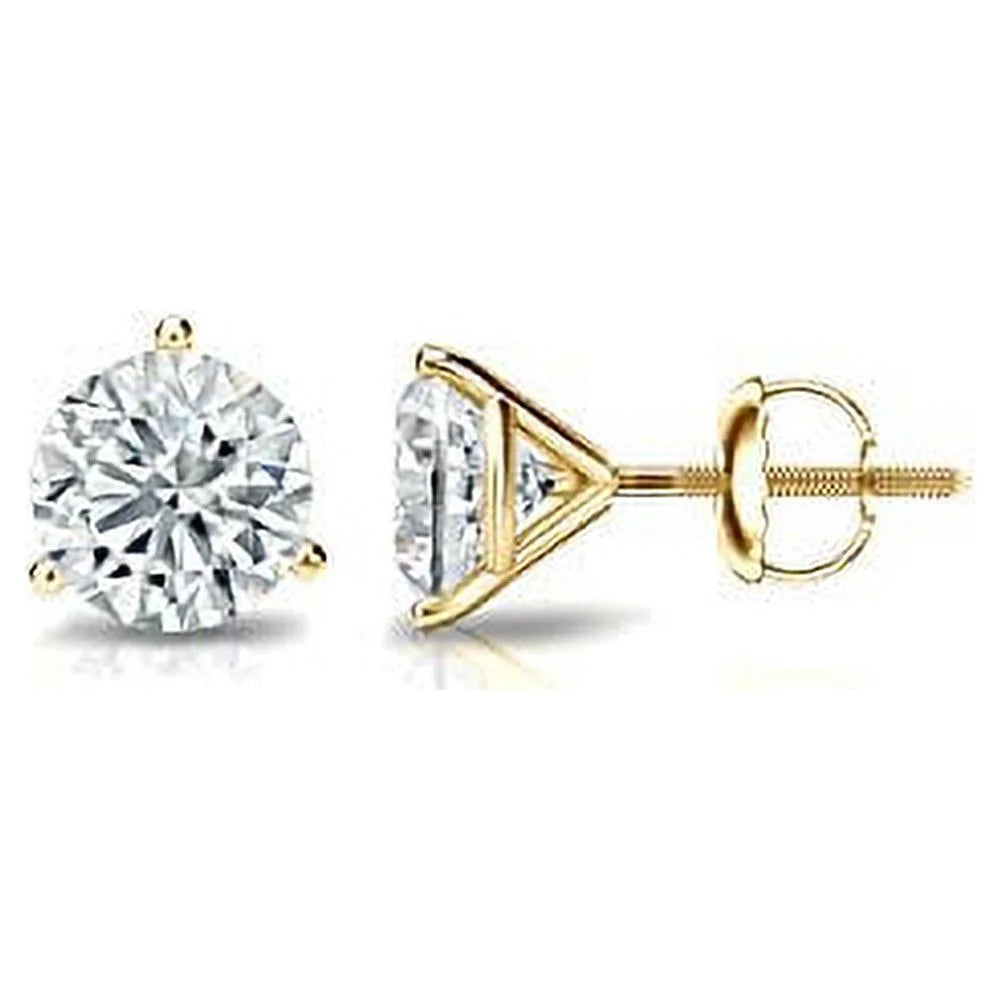 14k Yellow Gold Lab Grown Diamond Stud Earrings (1/4 cttw, E-F, VS1-VS2) Screw-backs L505296