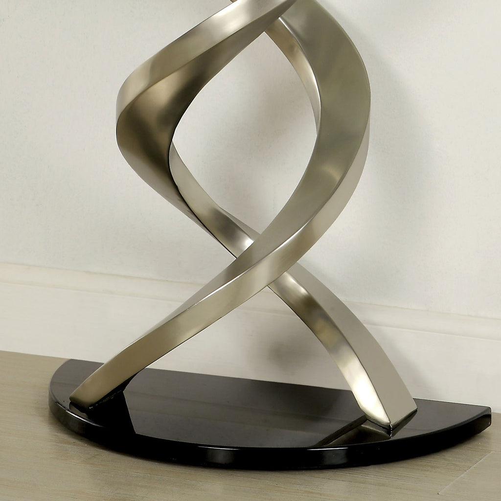 Silver Glass Top Half-moon Sofa Table X20634