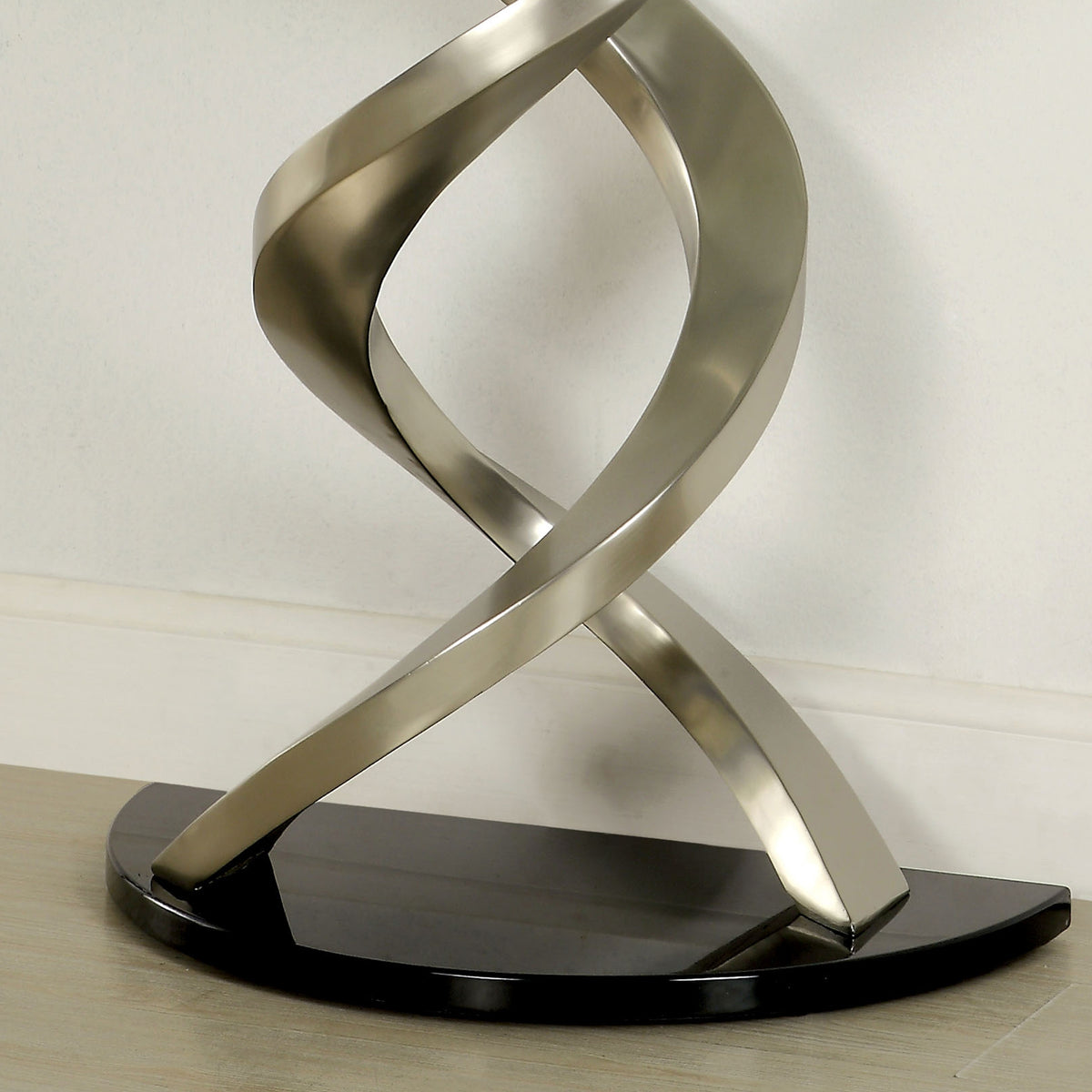 Silver Glass Top Half-moon Sofa Table X20634