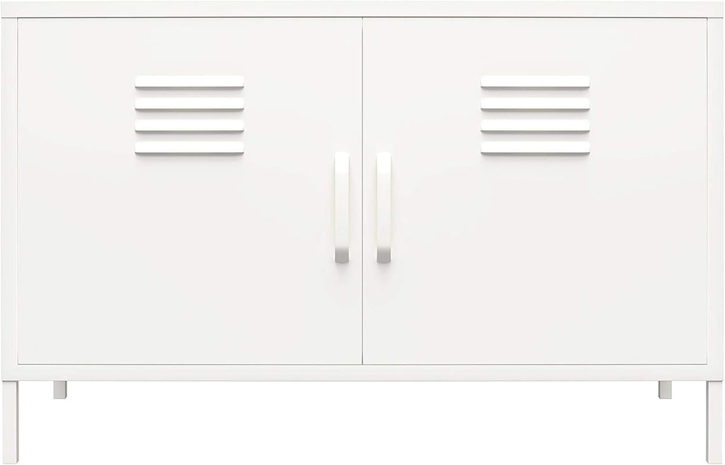 White 2 Door Metal Locker Accent Cabinet C686