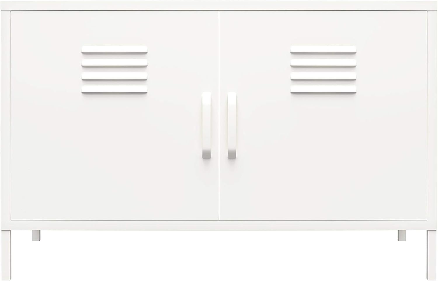 White 2 Door Metal Locker Accent Cabinet C686