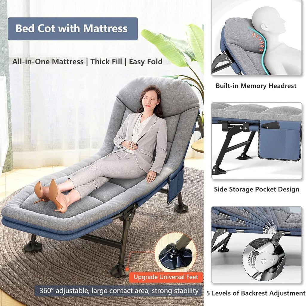 Heavy Duty Folding Camping Cot with Mattress K34123