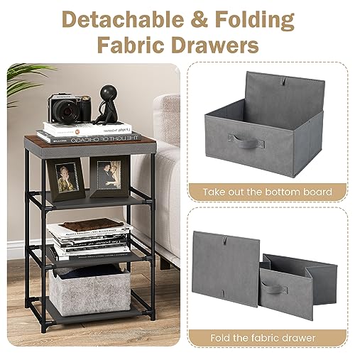 Black Fabric Dresser Set of 2 with 2 Drawers P542