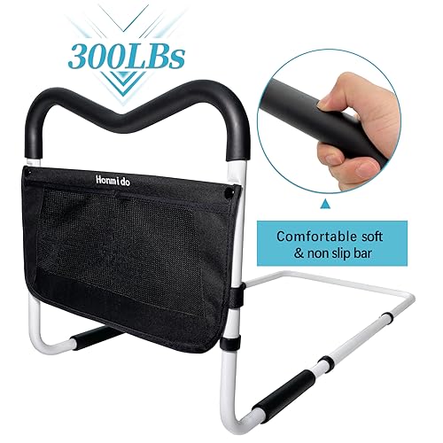 White Adjustable Bed Rail with Storage Pocket C534828