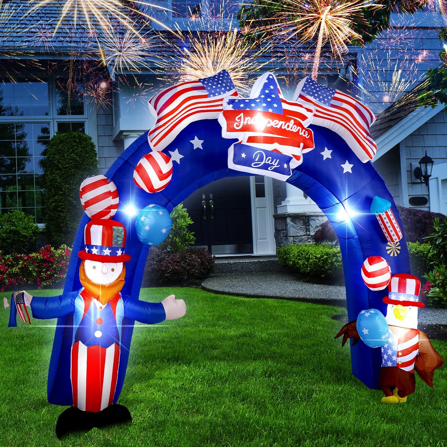 8Ft Inflatable Arch American Flag Patriotic Outdoor Decor R9411