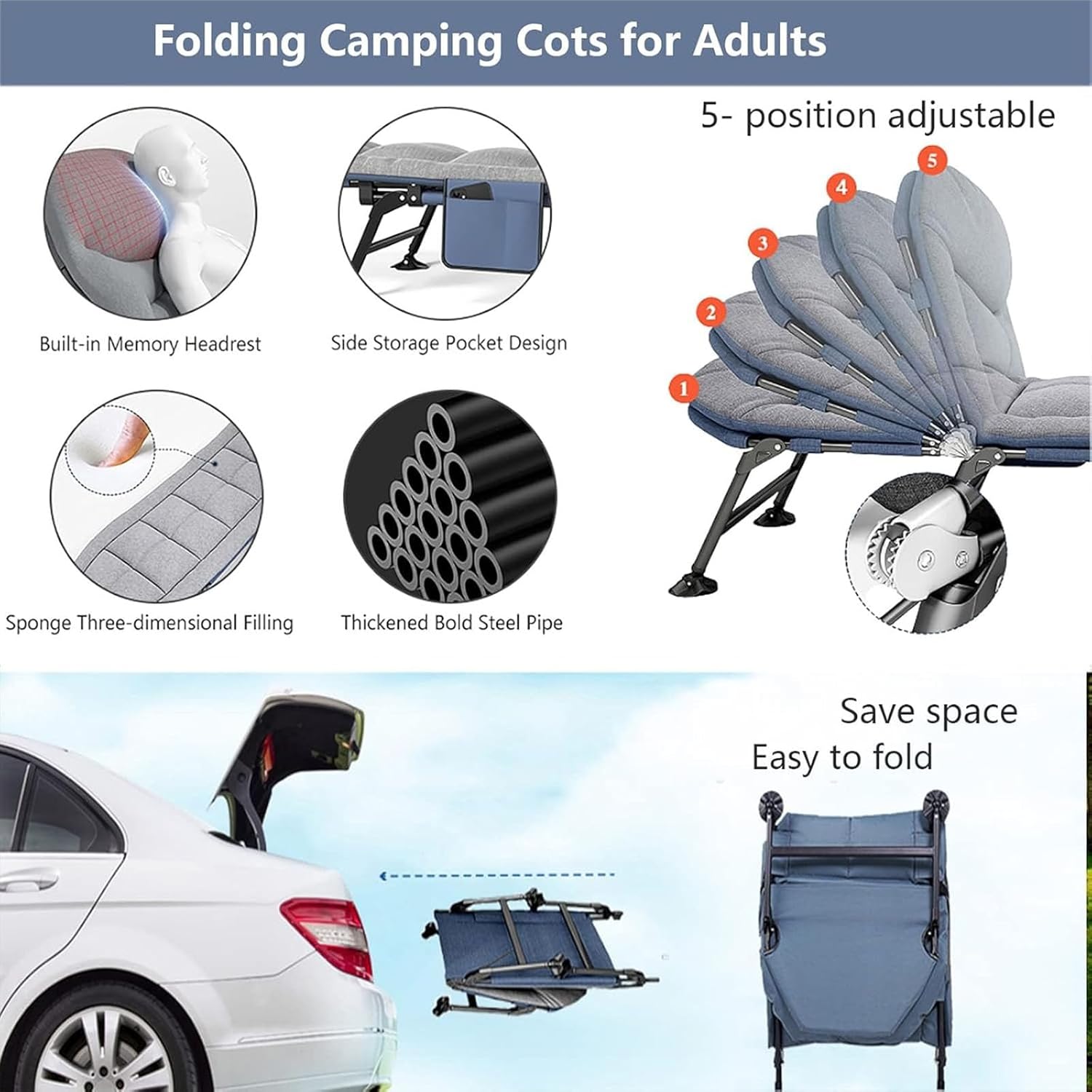 Heavy Duty Folding Camping Cot with Mattress K34123
