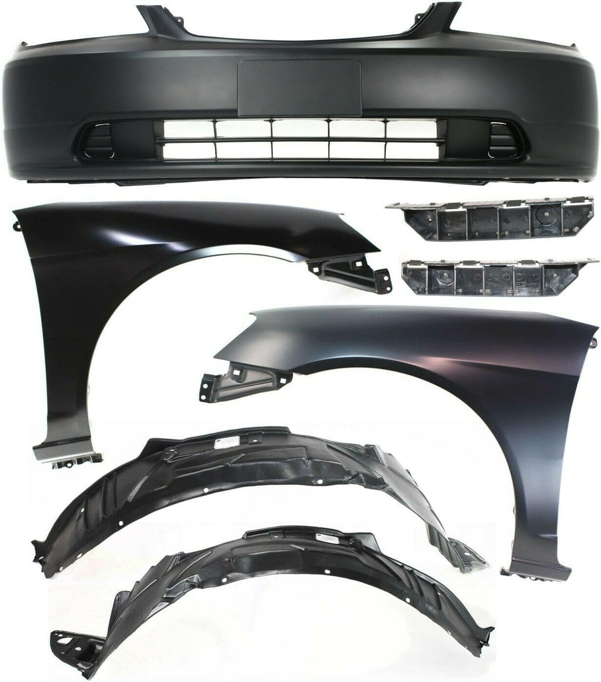 7pcs Front Steel Plastic Bumper Cover Kit with Quarter Panel Primed O640