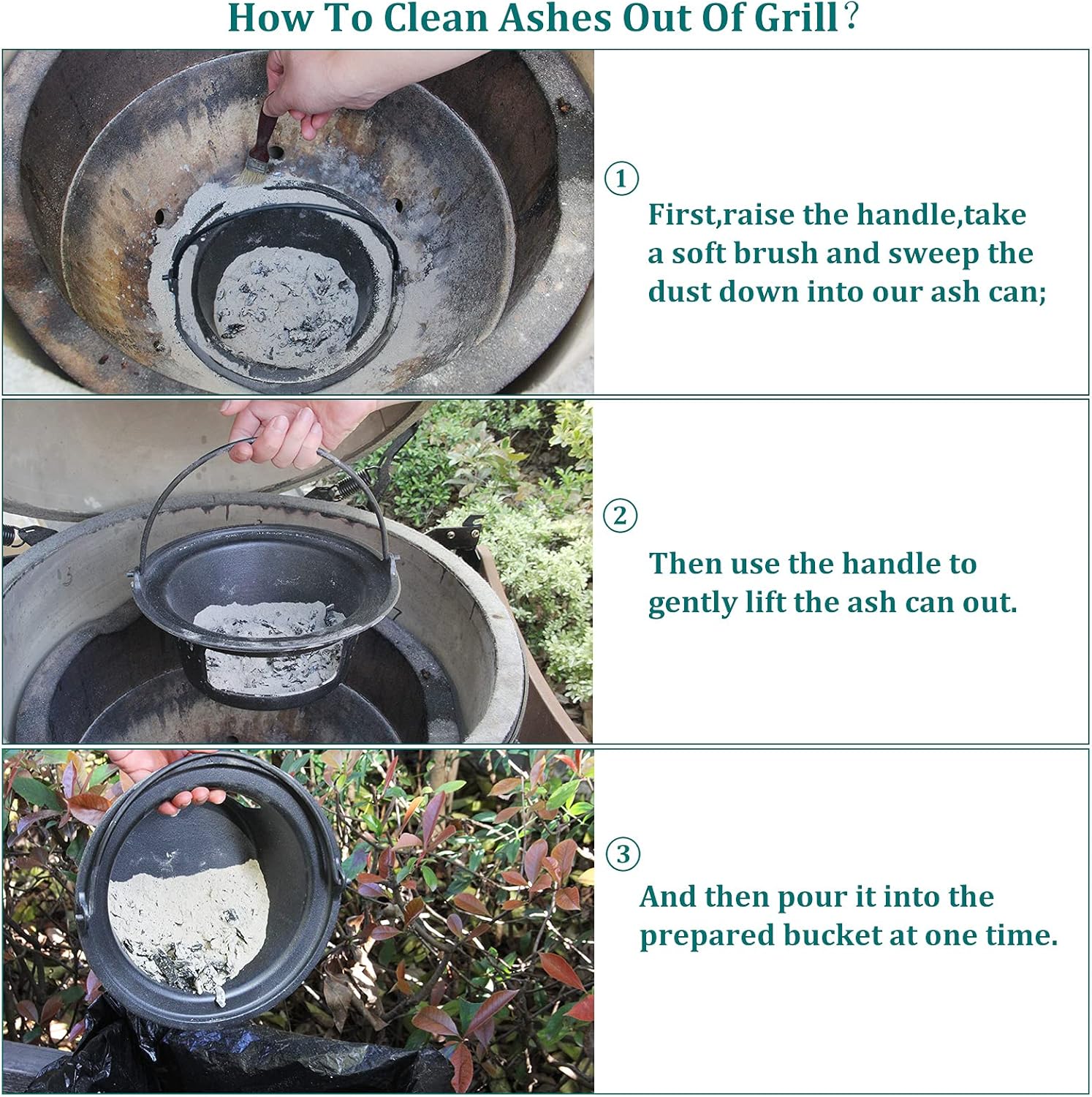 Cast Iron Ash Can with Handle Charcoal Ash Basket S2707