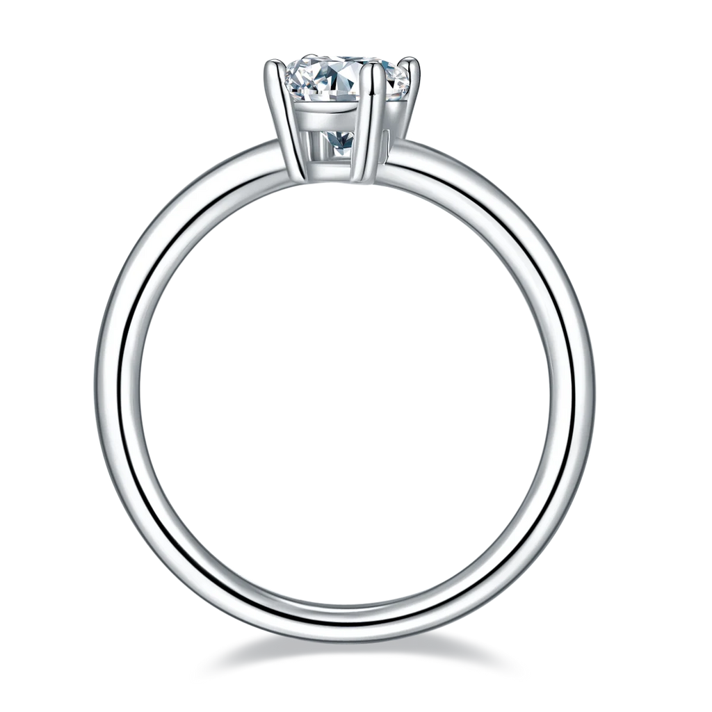 Platinum Plated Sterling Silver Moissanite Oval Solitaire Ring Q334806
